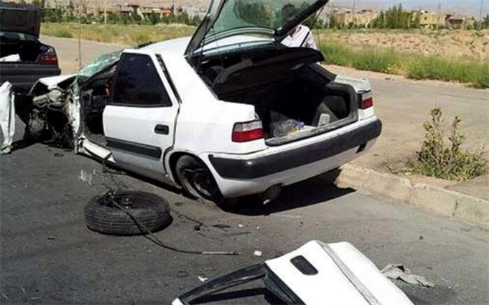 تصادف شاخ به شاخ زانتیا با پراید