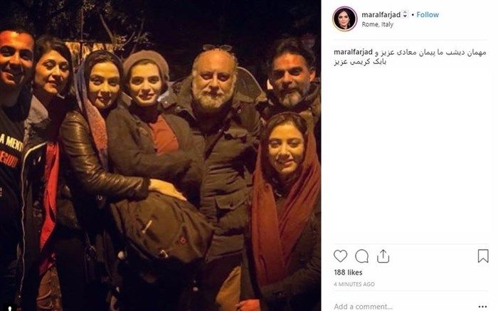 تصویر/ پیمان معادی کنار خواهران بازیگر در ایتالیا