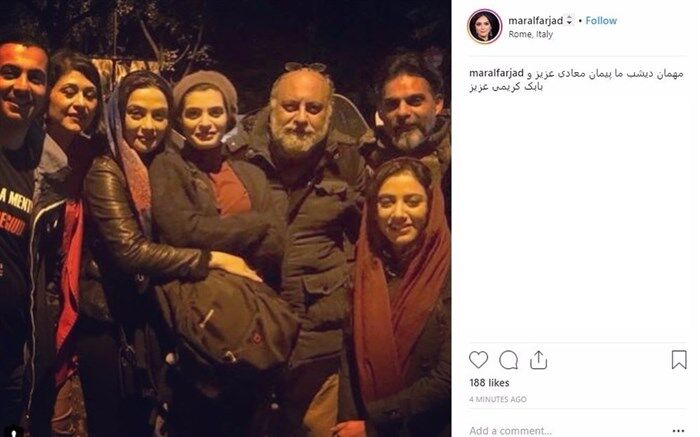 تصویر/ پیمان معادی کنار خواهران بازیگر در ایتالیا