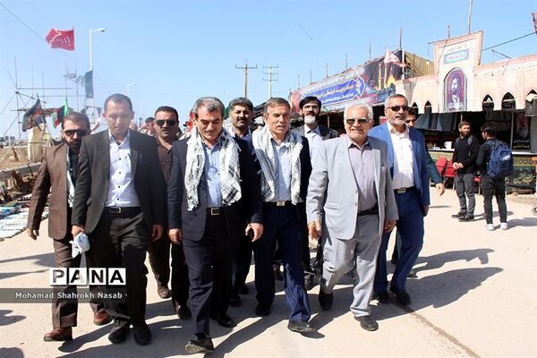 بازدید مدیرکل آموزش و پرورش خوزستان از موکب عشاق الحسین(ع) سازمان دانش آموزی در مرز شلمچه