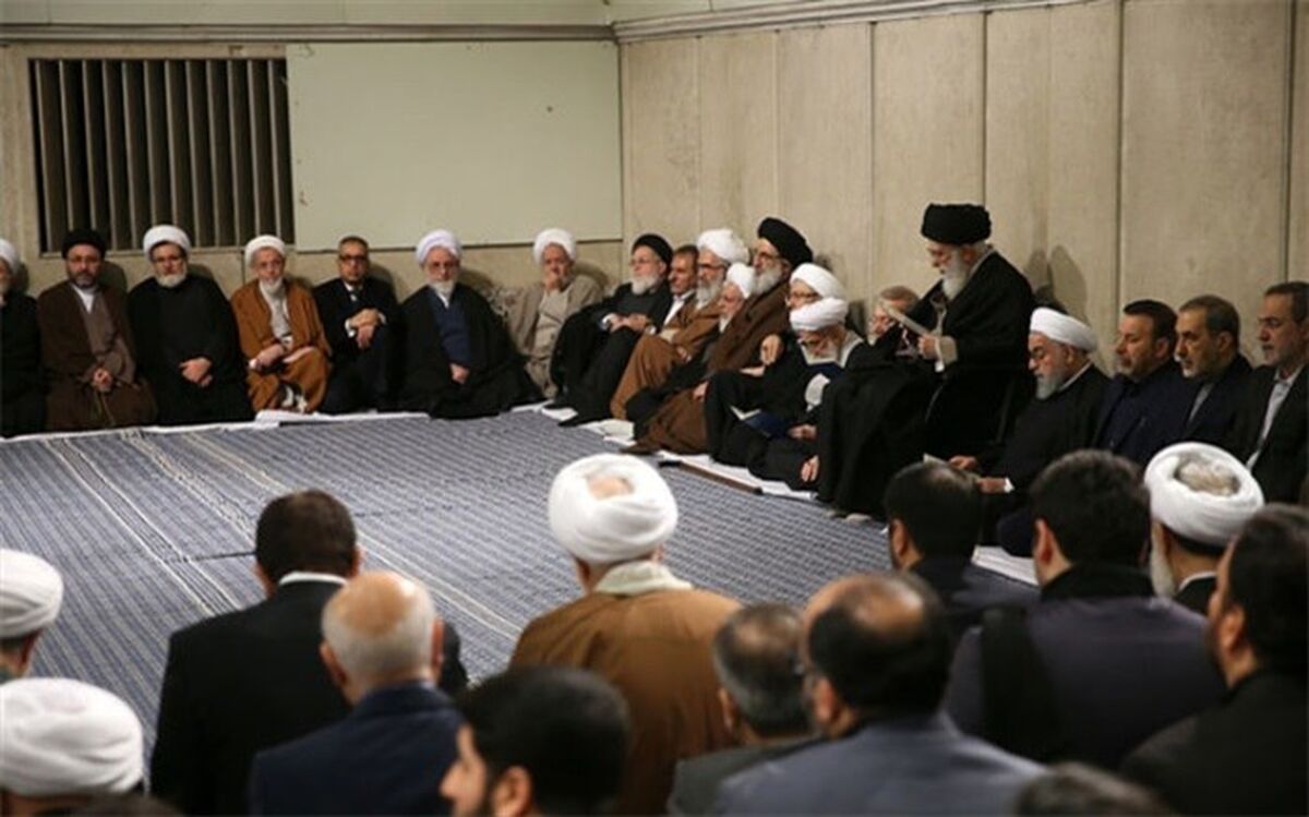حضور رهبر معظم انقلاب  در مراسم ترحیم آیت‌الله هاشمی شاهرودی
