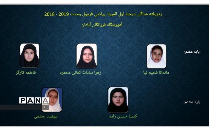 راهیابی دانش آموزان دختر آبادان به مرحله دوم المپیاد بین المللی  ریاضی فرمول وحدت2019-2018