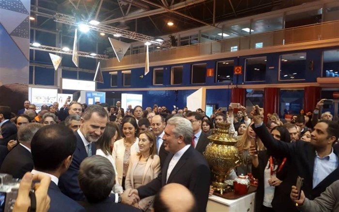 بازدید مشترک پادشاه، ملکه و‌ رئیس کنگره نمایندگان اسپانیا از غرفه ایران در نمایشگاه فیتور