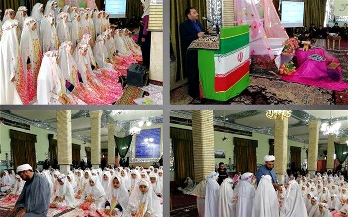 دانش آموزان دختر پایه سوم ابتدایی منطقه سجاسرود استان زنجان  تکلیف شدن خود را جشن گرفتند