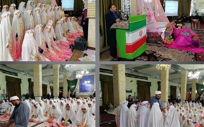 دانش آموزان دختر پایه سوم ابتدایی منطقه سجاسرود استان زنجان  تکلیف شدن خود را جشن گرفتند