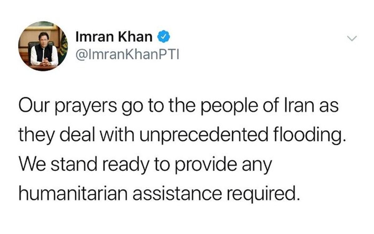 نخست وزیر پاکستان با سیل زدگان در ایران ابراز همدری کرد