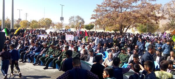 ثبت حضور پرشور مردم شهرستان بن در راهپیمایی ۱۳ آبان در قاب پانا