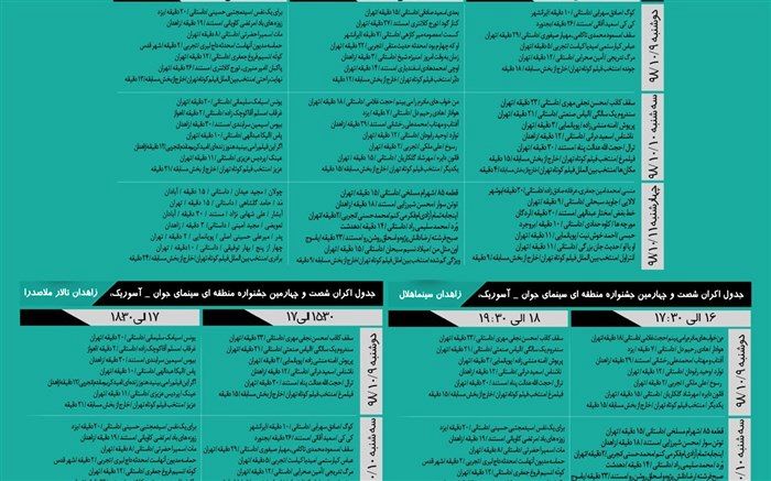 انتشار جدول نمایش آثار در شصت و چهارمین جشنواره منطقه‌ای فیلم کوتاه سینمای جوان