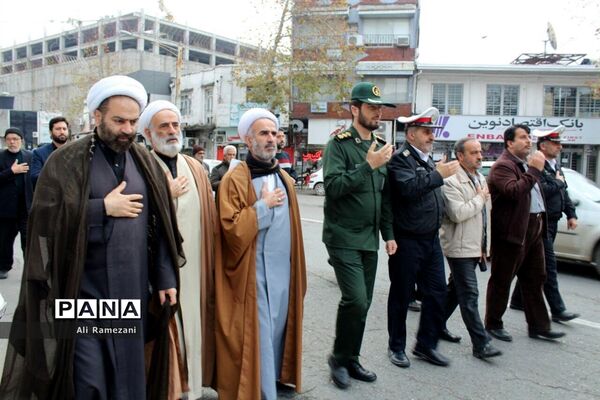 مراسم دسته روی ایام فاطمیه و هفتمین روز شهادت سردارسلیمانی در قائم شهر