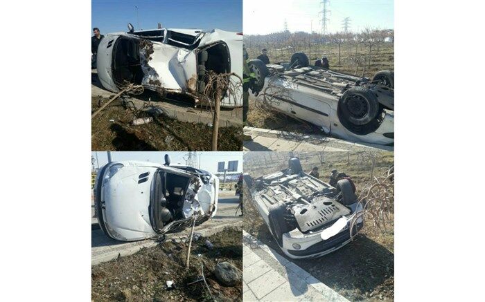 مصدومیت ۷ نفر به دلیل واژگونی دو دستگاه خودرو در بزرگراه تهران_قم