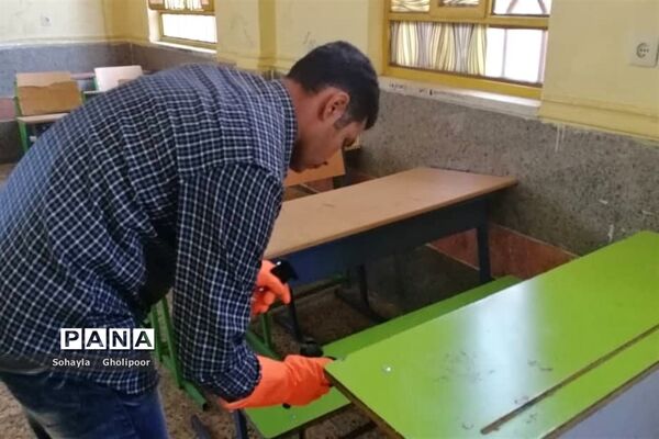 ضدعفونی مدارس شهرستان امیدیه دبیرستان حضرت آمنه (س)