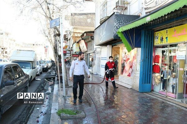 ضدعفونی معابر و اماکن شهری در قائم‌شهر