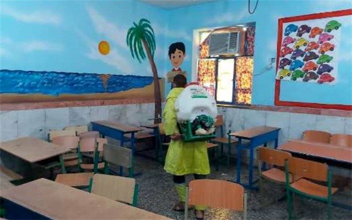 مدارس عسلویه از سوی شهرداری‌ها ودهیاری‌ها ضدعفونی شد