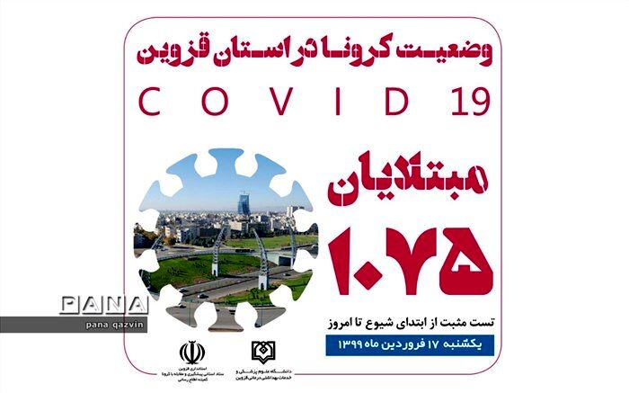 مبتلایان به کرونا در قزوین به 1075 نفر رسید