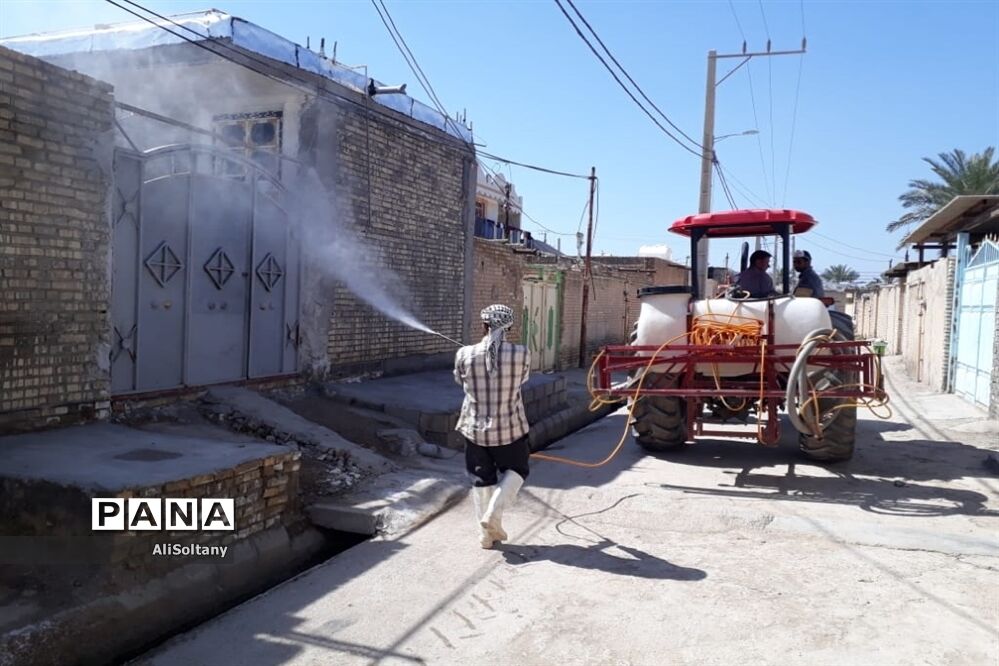 ضدعفونی و گندزدایی روستای شبیشه شهرستان حمیدیه