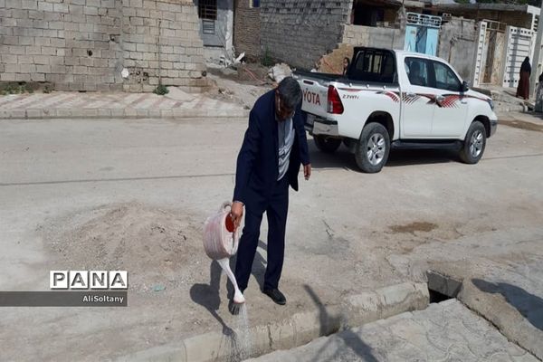 ضدعفونی و گندزدایی روستای شبیشه شهرستان حمیدیه