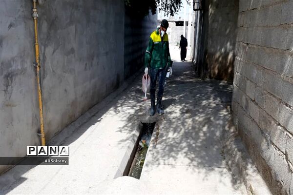 ضدعفونی و گندزدایی روستای شبیشه شهرستان حمیدیه