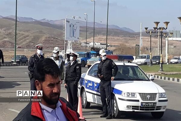 کنترل ورودی‌های شهر زنجان توسط نیروهای امدادی، حفاظتی، امنیتی و علوم پزشکی