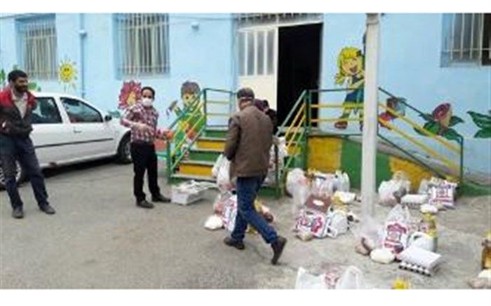 توزیع بسته‌های مواد غذایی و بهداشتی با کمک خیرین بین دانش‌آموزان با نیازهای ویژه