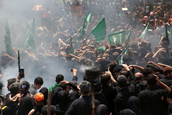 مراسم خیمه سوزی هیات «خیام الحسین» در قم