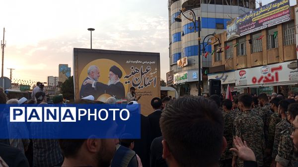 تجمع حضور شهروندان ساوجی در پی شهادت مظلومانه شهید اسماعیل هنیه