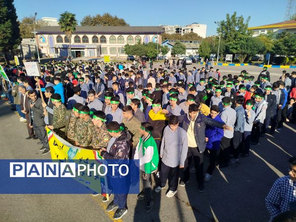 برگزاری صبحگاه مشترک دانش‌آموزی شهرستان هزار سنگر آمل 