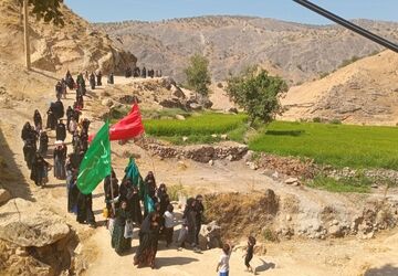 مراسم پیاده‌روی جاماندگان اربعین در روستای رفن 