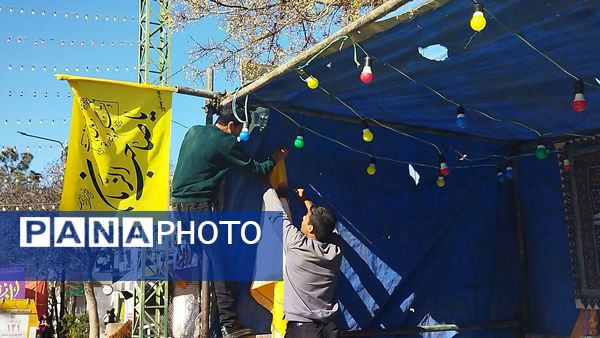 لحظاتی از آماده سازی موکب ها برای مهمانی کیلومتری نیشابور 