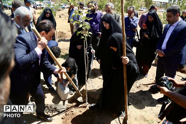 آیین کاشت 168 نهال به یاد دانش‌آموزان شهید میناب در اردوگاه 15خرداد قم