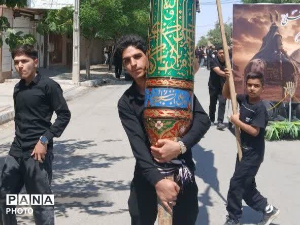 در هشتمین روز ماه محرم طنین نوای یا حسین در کوچه‌های فدافن پیچید
