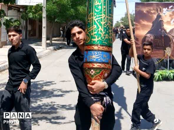 در هشتمین روز ماه محرم طنین نوای یا حسین در کوچه‌های فدافن پیچید
