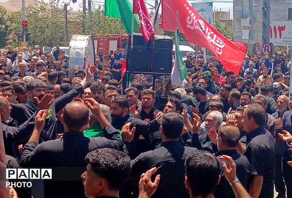  برافراشته شدن پرچم های «یالثارات‌الحسین» بر دوش عزاداران حسینی کامیاران