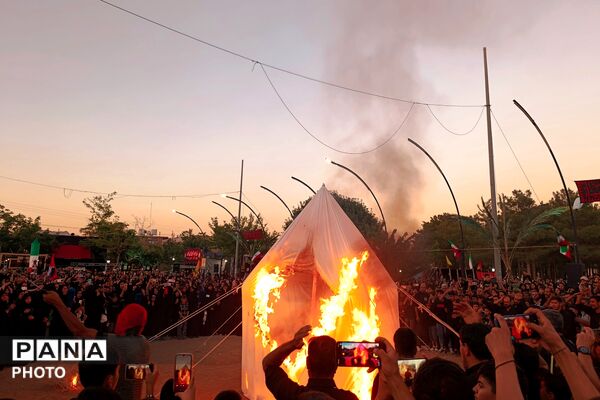 آیین خیمه‌سوزان در غروب عاشورای آباده