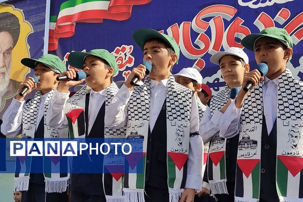 حضور پرشور دانش‌آموزان در راهپیمایی ۱۳آبان منطقه کهریزک 