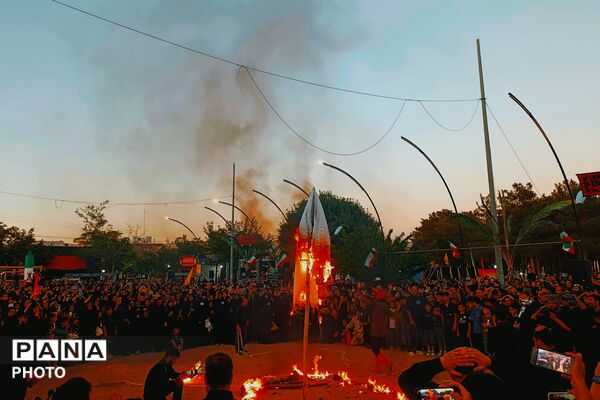 آیین خیمه‌سوزان در غروب عاشورای آباده