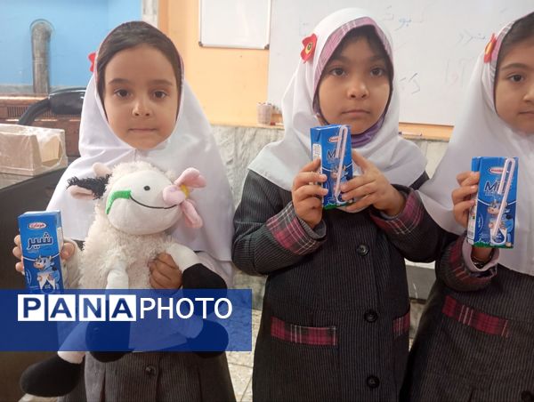 توزیع شیر در دبستان نرجس