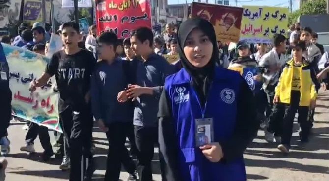حضور گسترده دانش‌آموزان آزادشهر در راهپیمایی ۱۳ آبان