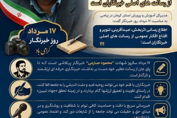 اطلاع رسانی اثربخش، امیدآفرینی، تنویر و اقناع افکار عمومی از رسالت های اصلی خبرنگاران است
