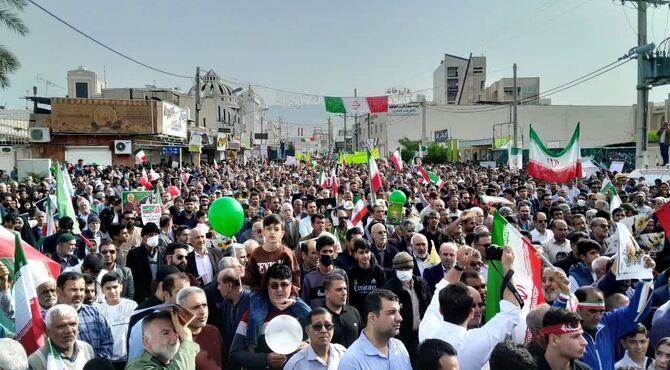 روایت دانش‌آموزان خبرنگار پانا از راهپیمایی ۲۲ بهمن برازجان