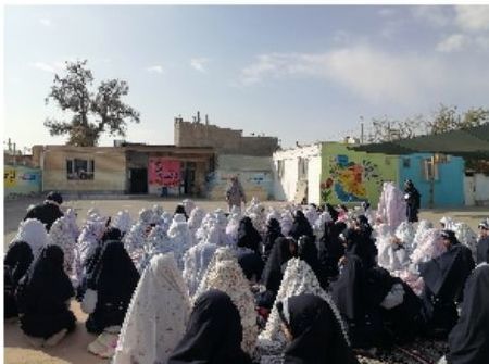اقامه نماز باران  در دبستان ناهید نخودی 