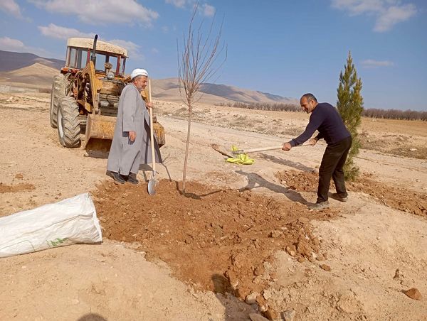 کاشت نهال در آرامستان روستای گزکوه