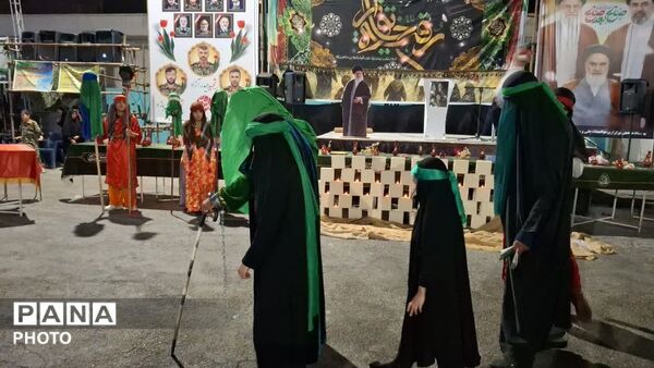 بازسازی مصائب «خرابه شام» در میدان امام حسین (ع) جم