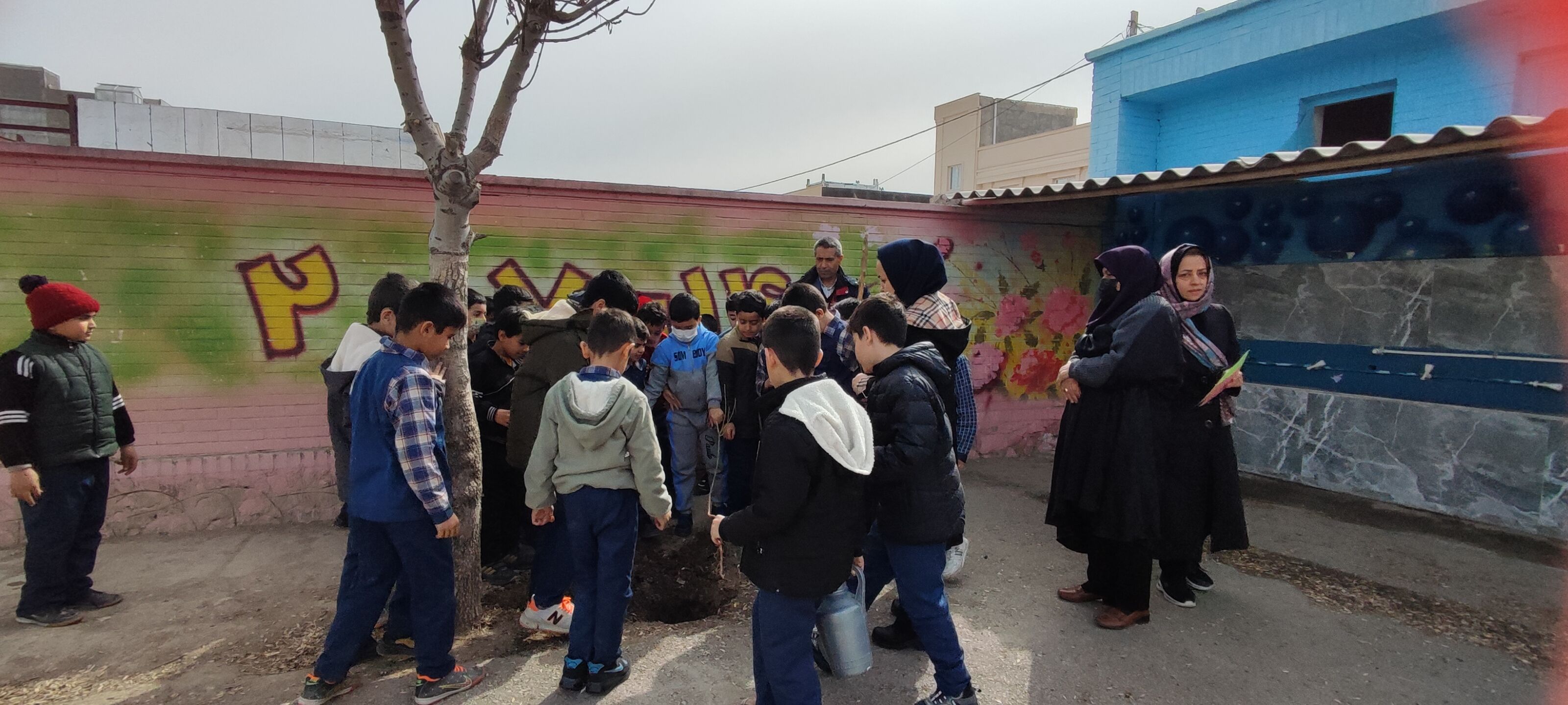 کاشت نهال در دبستان پسرانه مبین شیروان