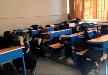 بیست و ششمین مانور سراسری زلزله در مدرسه حجاب شهرستان خوی