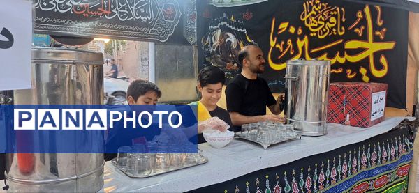 پذیرایی موکب سازمان دانش‌آموزی شهرستان اسفراین از عزاداران امام حسین (ع)