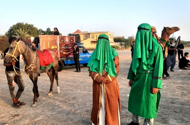 آیین حرکت نمادین کاروان امام حسین (ع) به همت هیئت فاطمیون