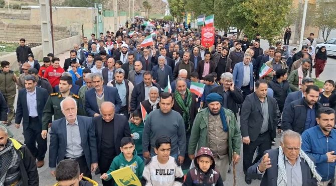 برگزاری راهپیمایی ۲۲ بهمن در شهر ماژین
