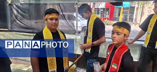 پذیرایی موکب سازمان دانش‌آموزی شهرستان اسفراین از عزاداران امام حسین (ع)