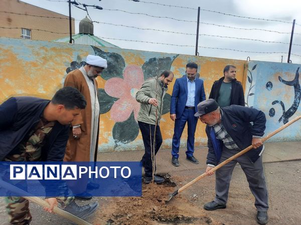 در هفته درختکاری دبیرستان دخترانه فدک تربت جام سرسبزتر شد