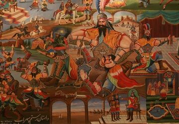 سهراب در آغوش پدر جان می‌سپارد